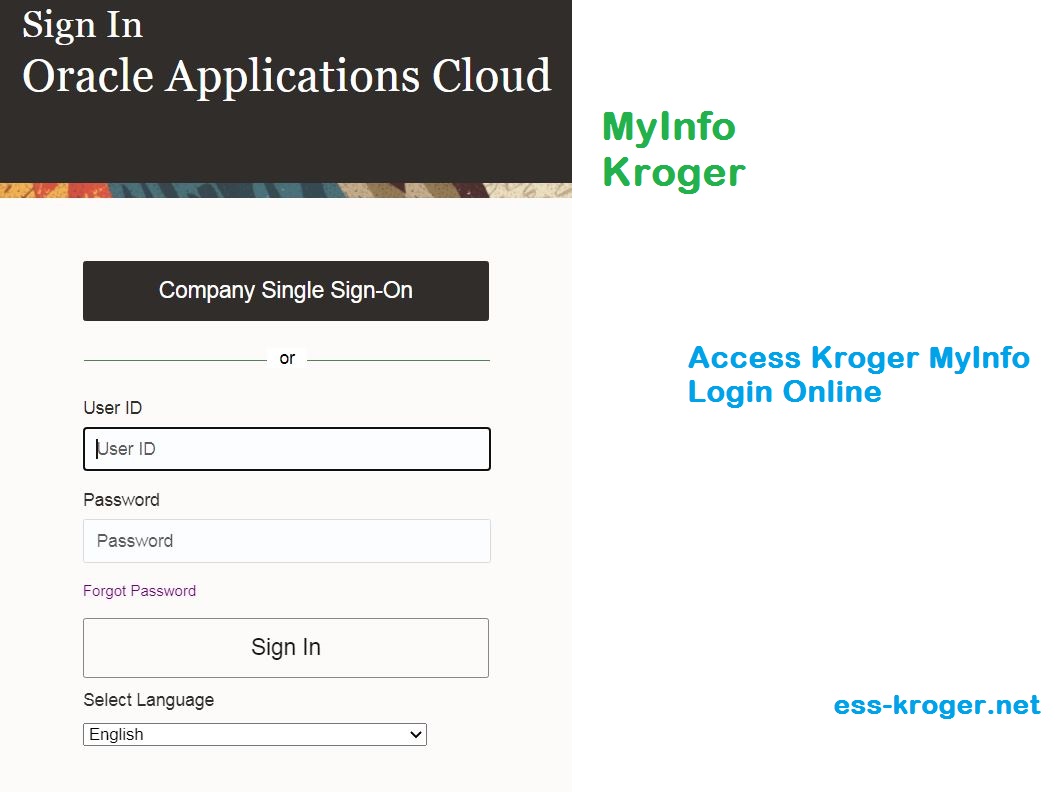 Kroger MyInfo Sign-In Page