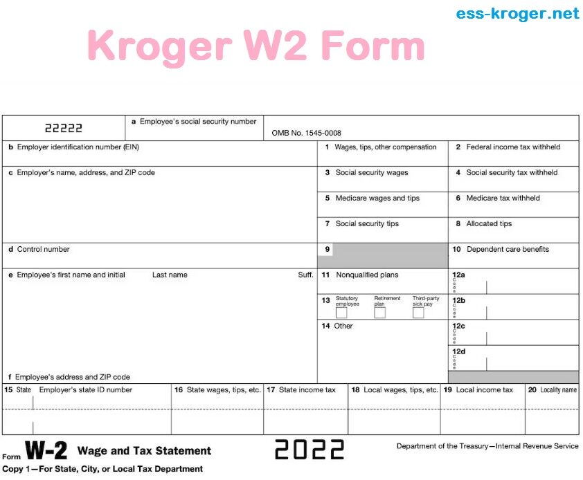 Kroger W2 Form Example